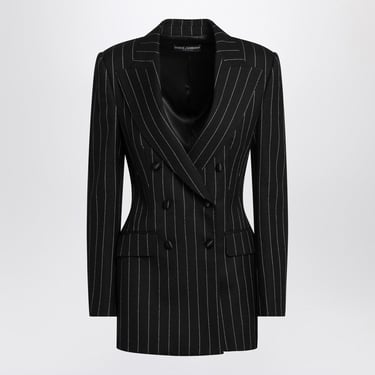 Dolce&Gabbana Double-Breasted Black Pinstriped Jacket Women