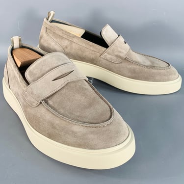 OFFICINE CREATIVE Size 11 Grey Beige Suede Penny Loafers