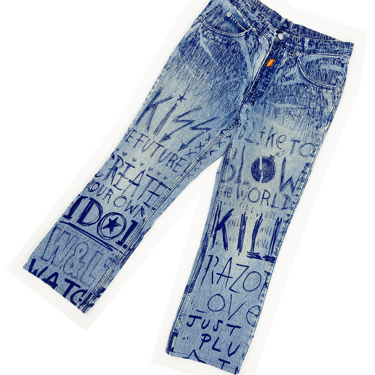Wild &amp; Lethal Print 90s graffiti print jeans