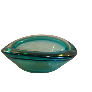Murano Style Crystal Glass Ashtray Dish 