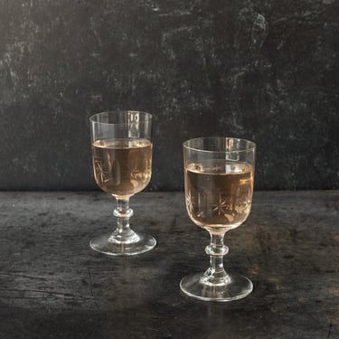 Pair of Cut Glass Wine Glasses