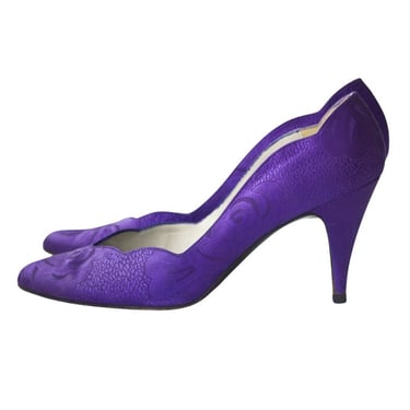 1980s purple satin heels from Stuart Weiztman 