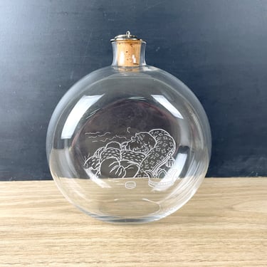 Scandinavian Father Christmas sleeping round glass flask 