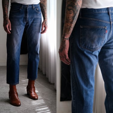 Vintage 90s LEVIS 501 Resin Wash Whiskered Distressed Jeans | Size 33x29 | Made in Columbia | 1990s Y2K LEVIS Designer Unisex Denim Pants 