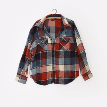 Vintage Wrangler red, white & blue plaid flannel 