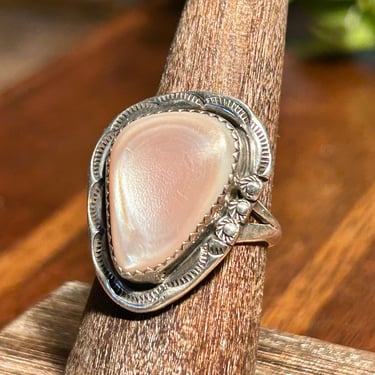 Vintage Sterling Silver Rose Quartz Ring Native American Southwest Jewelry 