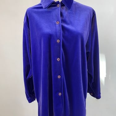 1990s Diane Von Furstenberg Purple Velvet Shirt 