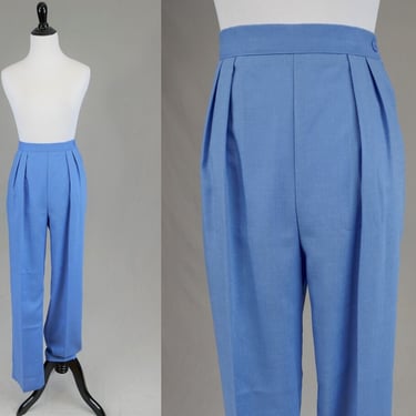 80s Light Blue Pants - 29" waist - Pleated Front - High Waisted Trousers - D.S, Sport - Vintage 1980s - 31" inseam 