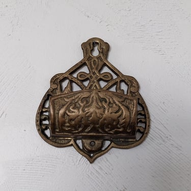 Vintage Brass Matches Holder Wall Hanging 