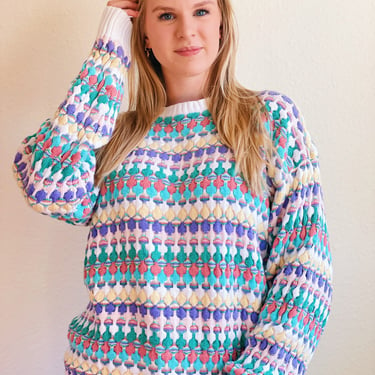 Vintage 80s Multi Colored Oversized Sweater 