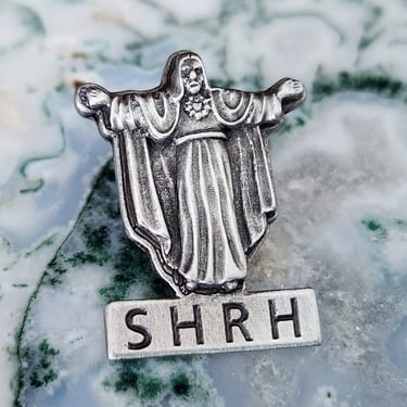 SHRH Pewter Lapel Pin~Vintage Religious medal made in Canada 
