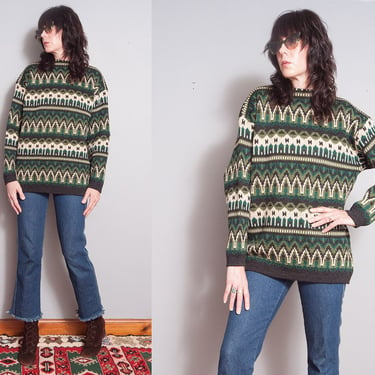 Vintage 1970's | Patterned | Pullover | 100% Merino Wool | Unisex | Sweater | M/L 