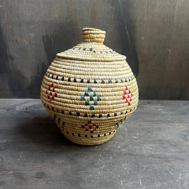 Native Alaskan Coiled Lidded Basket