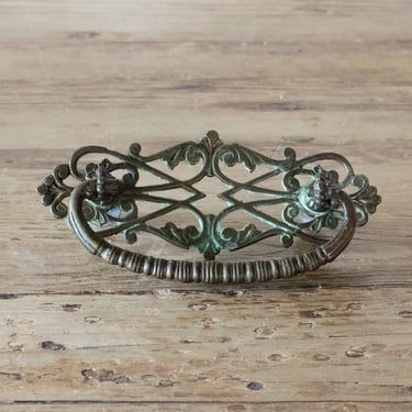 Antique Eastlake Victorian Brass Drawer Pull, Vintage Hardware with 3" Centers 