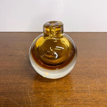 Vintage Jakko Liikanen Glass Perfume Bottle Amber Art Glass Post Modern 