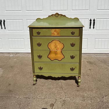 Antique Dresser Tallboy Highboy Country French Provincial Chest of Drawers Neoclassical Shabby Chic Glam Regency Bedroom Storage Wood 