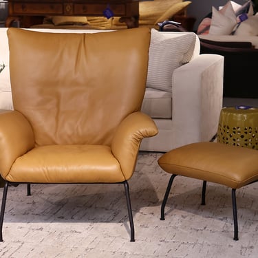 Room & Board Leather Chair & Ottoman