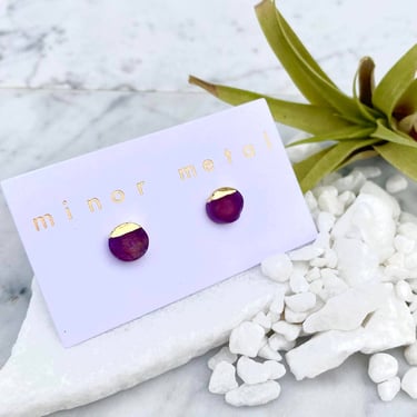 Amethyst Circle Stud Earrings