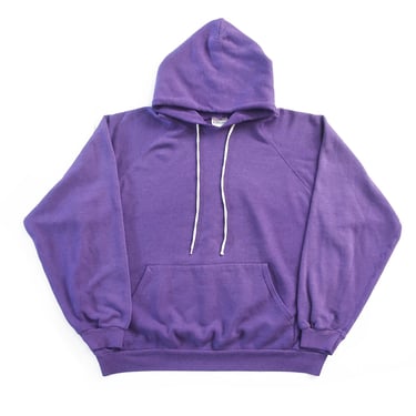 vintage hoodie / raglan sweatshirt / 1980s Hanes faded purple raglan hoodie blank sweatshirt XL 