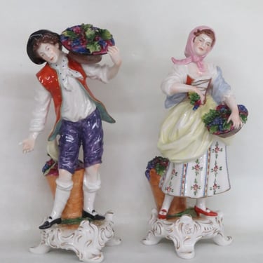 Volkstedt Rudolf Kammer The Grape Pickers Porcelain Figurines a Pair 3653B