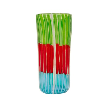 Anzolo Fuga Hand-Blown Bandiere Vase with Multicolor Rods 1955-58