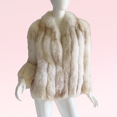 Vintage White Fox Fur Coat - Rare and Luxurious Medium 