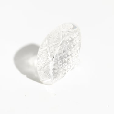 Clear Cross Etched Banded Resin Oval Ring