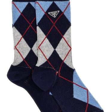 Prada Women Argyle Logo Socks