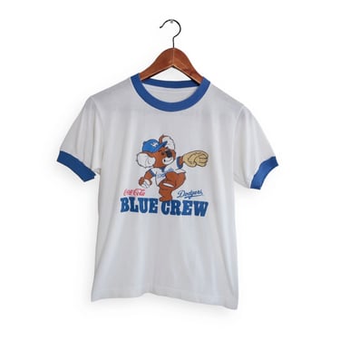 vintage Dodgers shirt / 80s Dodgers shirt / 1980s Los Angeles Dodgers Blue Crew Koala Coca Cola ringer t shirt Small 
