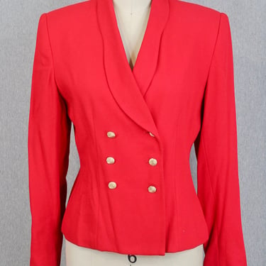 The Executive - 1980s Bright Red Blazer - 80s Power Suit - Office Wear - Work Wear - Business Casual 