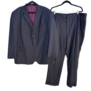 Giorgio Cosani Vintage Mens 140s Wool Hand Tailored Pinstripe Suit Jacket Pants