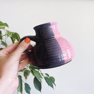 Vintage Stoneware Ceramic Pink and Navy Mug 