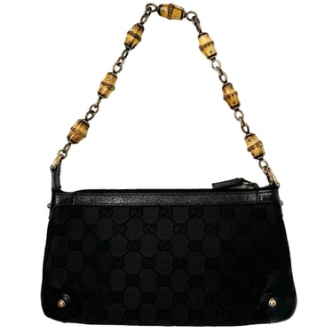 Gucci Black Mini Logo Bamboo Bag