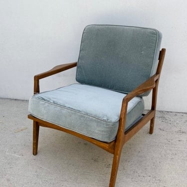 Maple and Velvet Lounge Chair