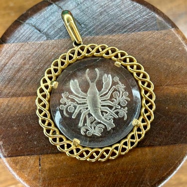 Vintage Zodiac Pendant Cancer Crab Crown Trifari 60s 1960s Retro Jewelry 