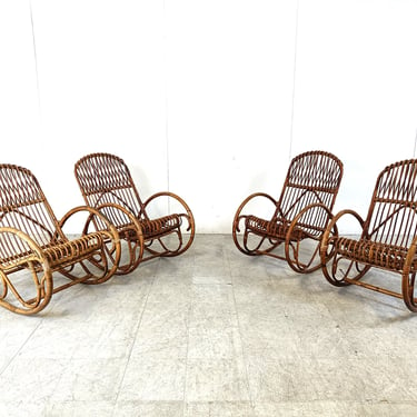 Vintage bamboo rocking chairs, 1960s - mid century rocking chairs - vintage rocking chairs 