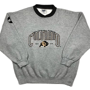 Vintage 90s Lee Sport/Nutmeg Mills University of Colorado Buffaloes Embroidered Collegiate Crewneck Sweatshirt Pullover Size Large 