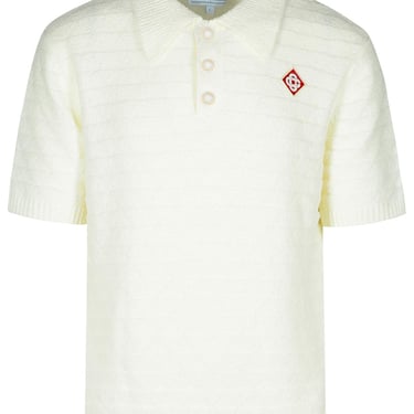 Casablanca White Cotton Blend Polo Shirt Man