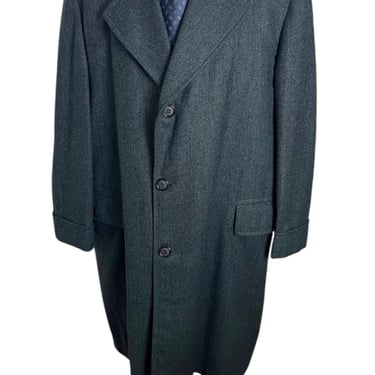 Vintage 1960s/1970s Wool HERRINGBONE TWEED Overcoat ~ size 44 to 46 ~ Trench Coat ~ 60s / 70s ~ 