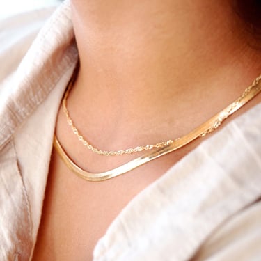 Gold Filled Singapore Chain Necklace, Gold Necklace, Gold Twist Necklace, Gold Necklace, Singapore Chain Necklace 