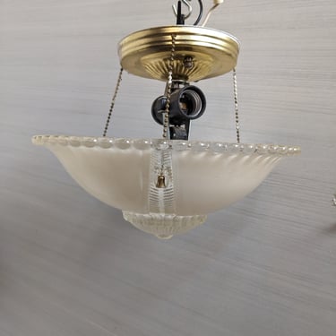 Vintage Glass Pendant Light with Beaded Chain 11 x 9