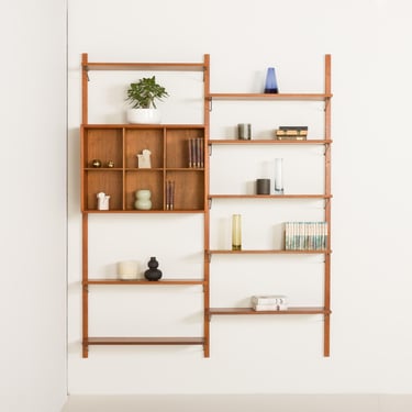 Scandinavian mid-century teak wall unit in the style of Poul Cadovius, Denmark 1960s 