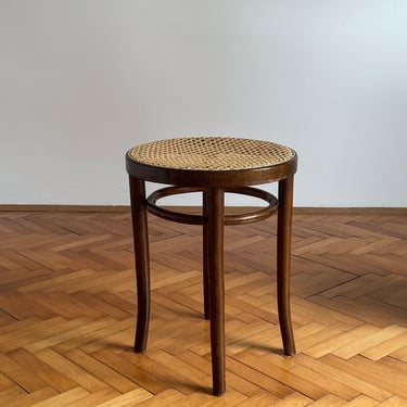 Vintage Small Cane Stool / Mid Century Small Brown Chair with Rattan Seat / Thonet Style  / BOHO Style / Made in Italy / 1960s 