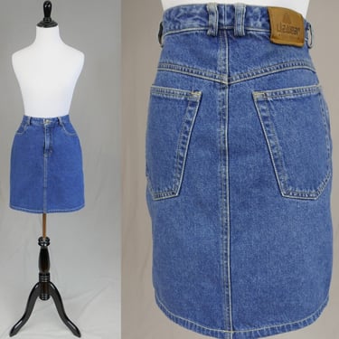 80s Lizwear Jean Skirt - 27" waist - Classic Style - Blue Denim - Liz Claiborne - Vintage 1980s - S 