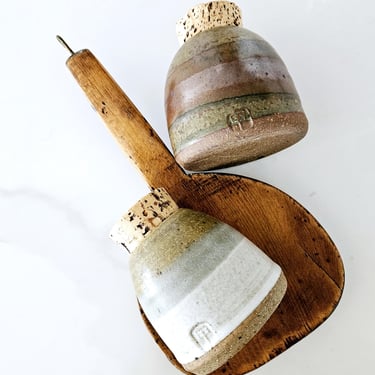 Studio Pottery Spice Jars Set with Cork Lids 