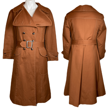 1970's Faux Fur Lined Trench Coat Size S