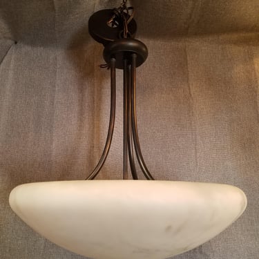 Contemporary 3 Light Chandelier with Faux Alabaster Shade H26 x D18