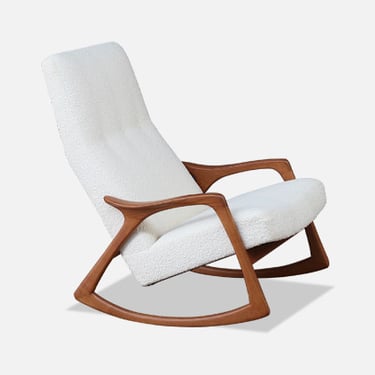 Danish modern Teak & Boucle Rocking Chair by Broderna Anderssons