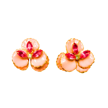The Pink Reef Pink Jeweled pansy stud
