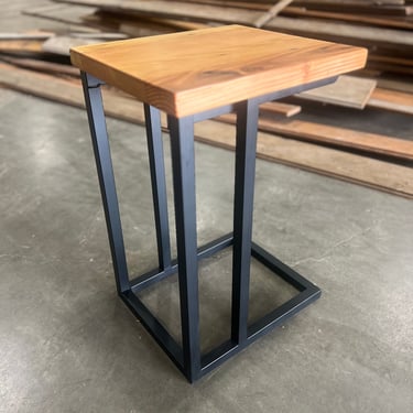 C-Table. End table. Side table. Wood end table. C-Shaped table. Wood night stand. Coffee table. Industrial coffee table. Couch Table. 